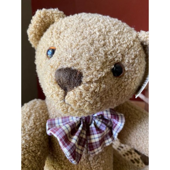 DAKIN TEDDY BEAR - NWT - Posable Head, Hands, Legs - 17" - Curly Hair/Plaid Bow - Picture 4 of 12